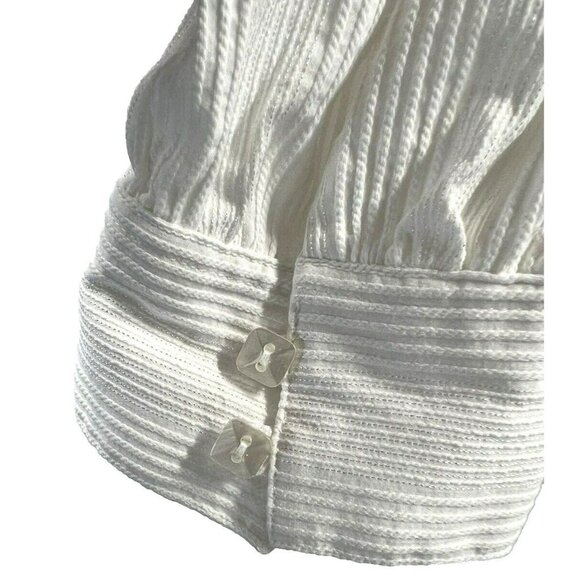 Talbots Plus Women's Top 18W Button Up Solid White Shirt Blouse Square Buttons - Picture 3 of 12